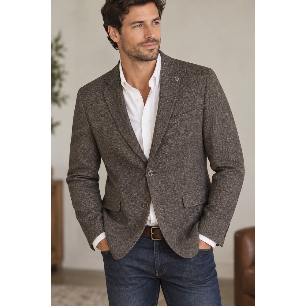 Ted Baker London Glen Gray Herringbone Wool Blend Blazer Jacket Size 5 XL